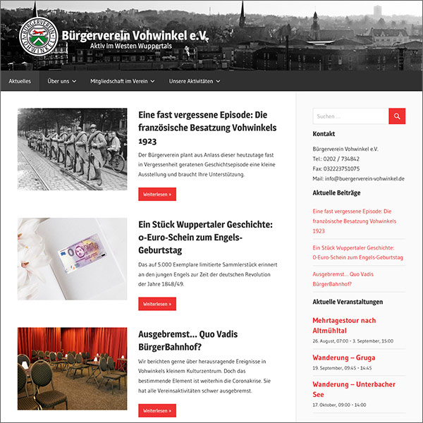 Webangebot www.buergerverein-vohwinkel.de (Vorschaubild)