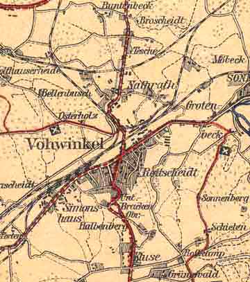 Übersichtskarte (Ausschnitt) Vohwinkel 1928 (Sammlung Dieter Kraß)