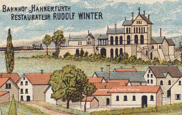 Der Bahnhof Hahnerfurth auf einer Postkarte von 1898 - Ausschnitt (Sammlung Frank Werner)