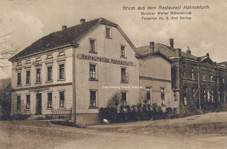 Die Restauration Hahnenfurth auf einer Postkarte von 1914 (Sammlung Frank Werner)