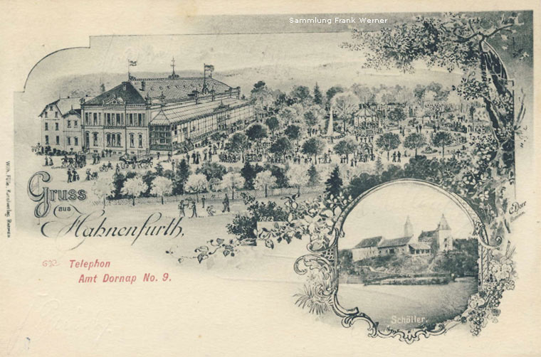 Die Restauration Stöcker in Hahnenfurth auf einer Postkarte von 1903 (Sammlung Frank Werner)