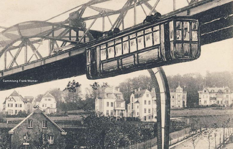 Die Landstrecke der Schwebebahn an der Grotenbeck 1911 - Ausschnitt (Sammlung Frank Werner)