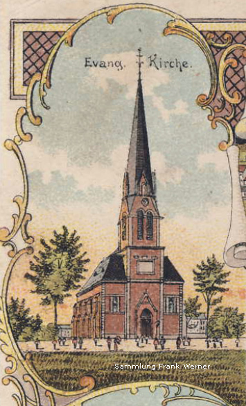 Die Evangelische Kirche Vohwinkel auf einer Postkarte von 1899 - Ausschnitt (Sammlung Frank Werner)