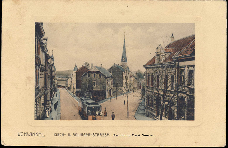 Kirch- und Solinger Straße in Vohwinkel 1917 (Sammlung Frank Werner)
