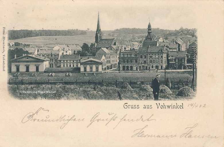 Blick vom Osterholz auf Vohwinkel auf einer Postkarte von 1902 (Sammlung Frank Werner)