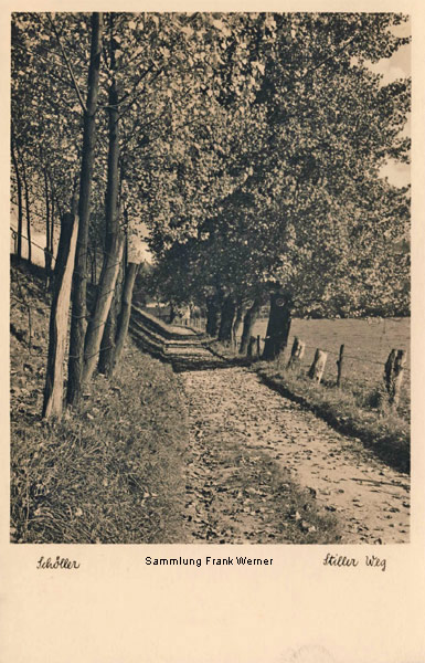 Stiller Weg bei Schöller auf einer Postkarte um 1940 (Sammlung Frank Werner)