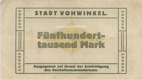 Notgeld Vohwinkel Fünfhunderttausend Mark