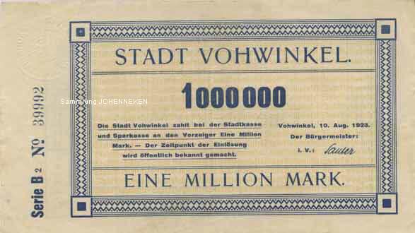 Notgeld Vohwinkel Eine Million Mark