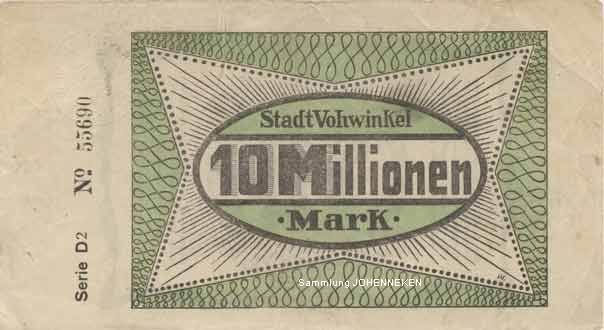 Notgeld Vohwinkel Zehn Millionen Mark