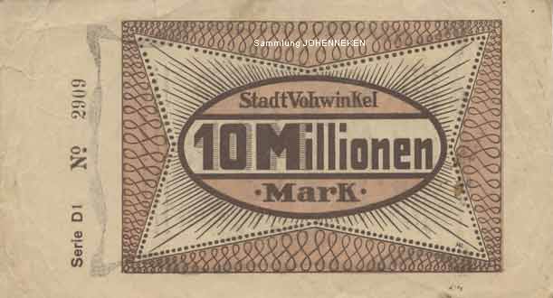 Notgeld Vohwinkel Zehn Millionen Mark