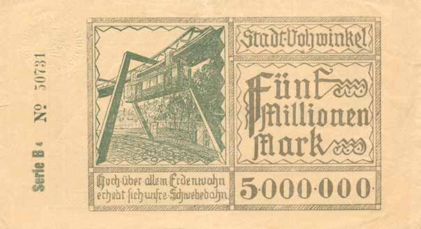 Notgeld Vohwinkel Fünf Millionen Mark (Sammlung Dieter Kraß)