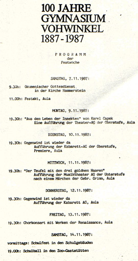 100 Jahre Gymnasium Vohwinkel 1887 - 1987 (Sammlung MOMBERGER)