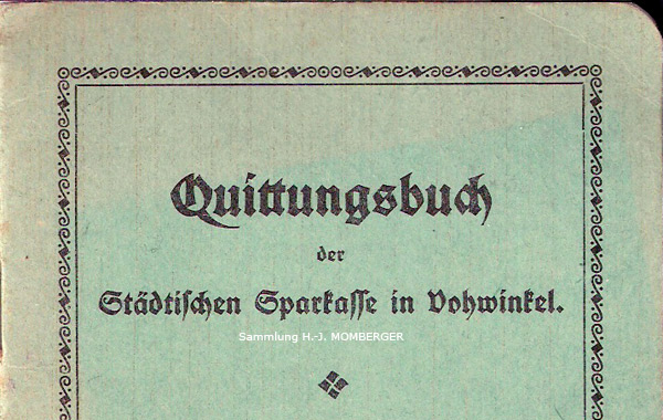 Quittungsbuch der Städtischen Sparkasse in Vohwinkel 1927 (Sammlung H.-J. Momberger)