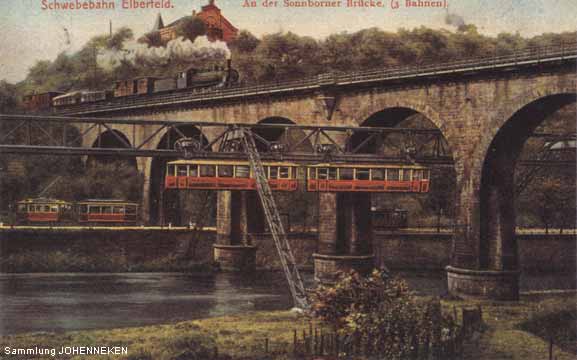 Schwebebahn Elberfeld an der Sonnborner Brücke (Sammlung Udo Johenneken)