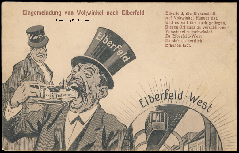 Originalkarte zur Eingemeindung von Vohwinkel nach Elberfeld (Sammlung Frank Werner)