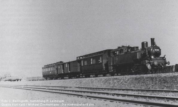 Korkenzieher-Bahn in den 30er-Jahren (Foto C. Bellingroth, Sammlung P. Leimbach. Quelle Kurt Kaiß / Michael Zimmermann : Die Korkenzieher-Bahn)