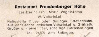 Restaurant Freudenberger Höhe 1940 (Sammlung Udo Johenneken)